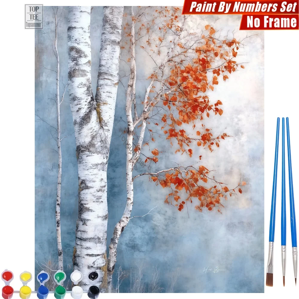 

Birch Autumn Still Digital Oil Paint Kit - Birch Trees Autumn Artistic Activities Christmas Gift For Girlfriend