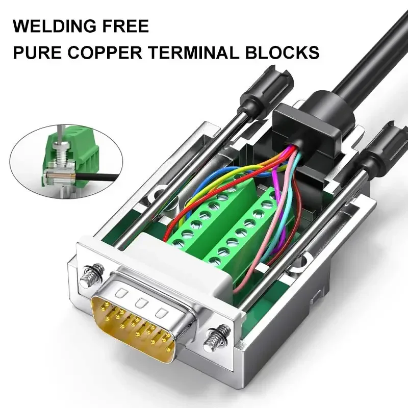 1pc DB9 DB15 DB25 DB26 Breakout Connector Solderless 9Pin 15Pin 25Pin 26Pin 37Pin D-SUB RS232 Connector 3+9 VGA Male Female Plug