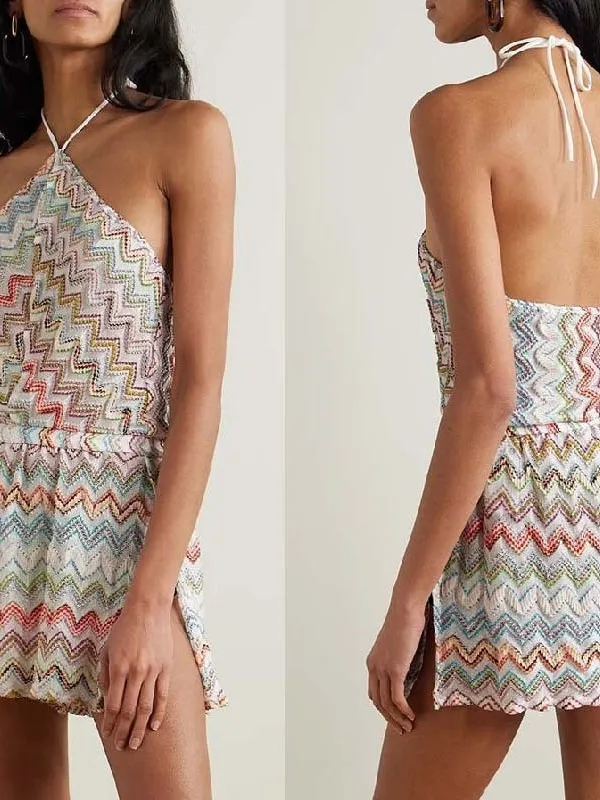 

Casual Backless Hanging Neck Split Jumpsuit Men's Women's All Seasons Full Body Covering One-Piece Suit for Autumn Use