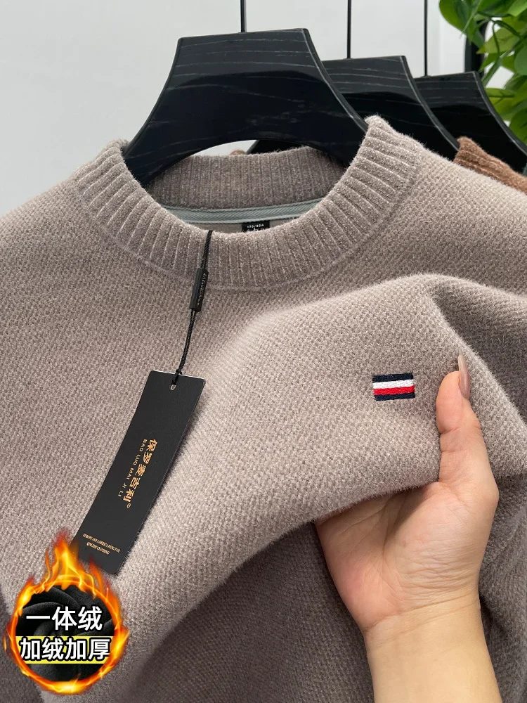 

Designer Brand Luxury Men's Sweater Mock-neck Flag Embroidery Thickened Pullover Japan Fashion Exquisite Casual Winter Menswear