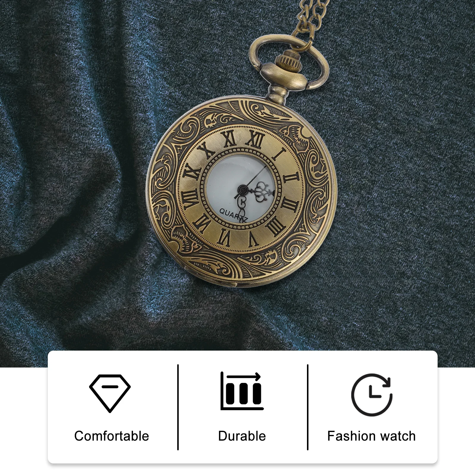 1Pcs Functional Roman Numeral Pocket Watch Vintage Waist Hanging Watch Reliable Movement Simple Design Ideal for Classic