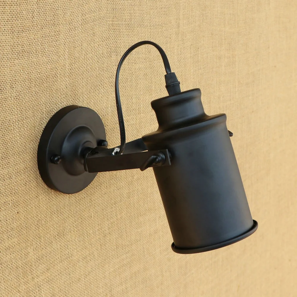 Retro Loft Style Rotating Iron LED Wall Sconces Bedside Spot Track Lamp Industrial Vintage Wall Light Fixtures Indoor Lighting