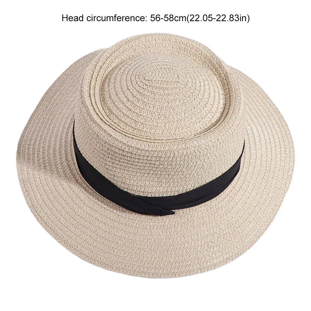 Fashion Korean Style Straw Woven Hat Wide Brim Concave Top Sunscreen Bucket Hat Sunshade Flat Brim Women's Sun Hat Seaside