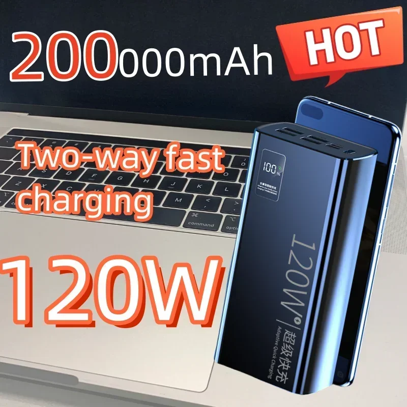 

New Power Bank 120W Super Fast Charging 100% For Xiaomi Phone Huawei Samsung Super Fast Charging 200,000mAh Ultralarge Capacity