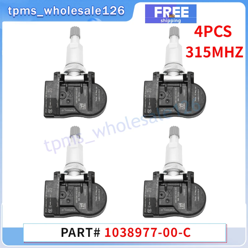 TPMS 315MHZ 1038977-00-C Car Tire Pressure Monitor System Sensor 4PCS For Tesla 103897700C 1038977-00-B