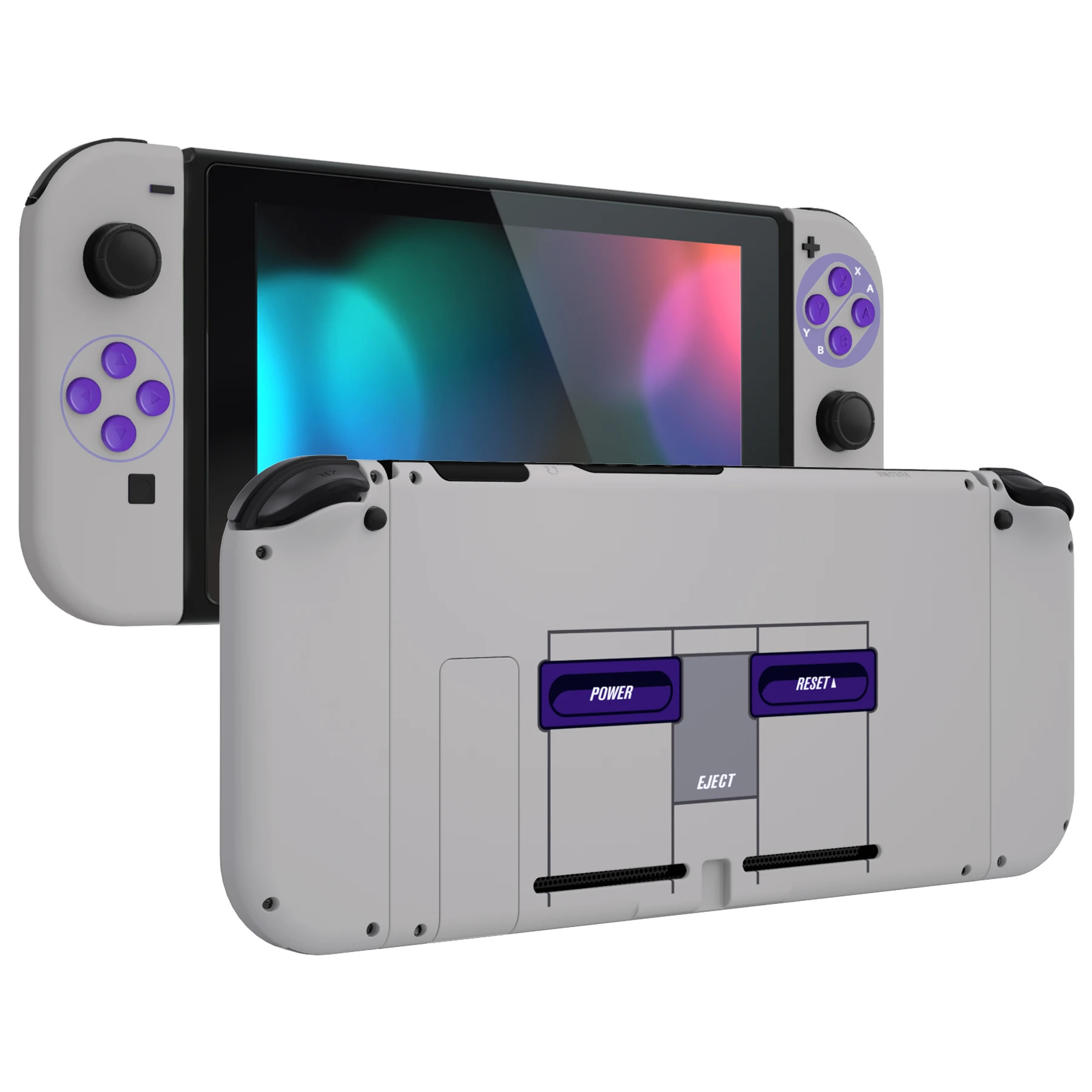 eXtremeRate Classics SNES Style Grip Console Backplate Controller Housing Shell with Full Set Buttons for NS Switch