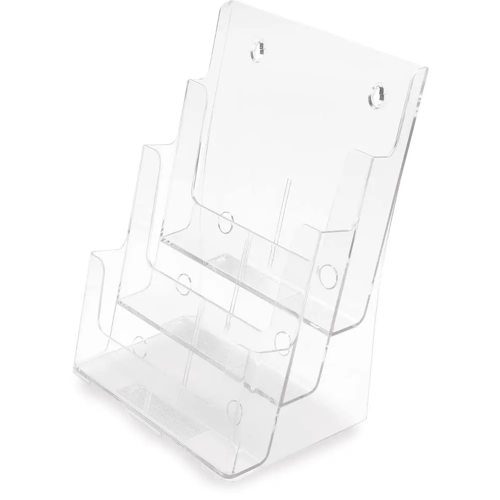 Multi-Compartment Tiered Literature Holder acrylic brochure holder Magazine rack