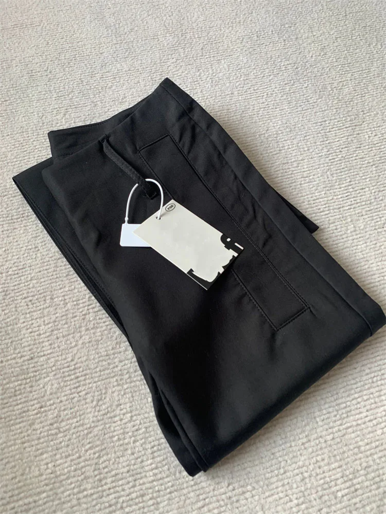 American Style Fashion Grey Color High Waist Trousers Women Casual Wide Leg Pants Summer 2024 Zipper Pockets Sweatpants Design
