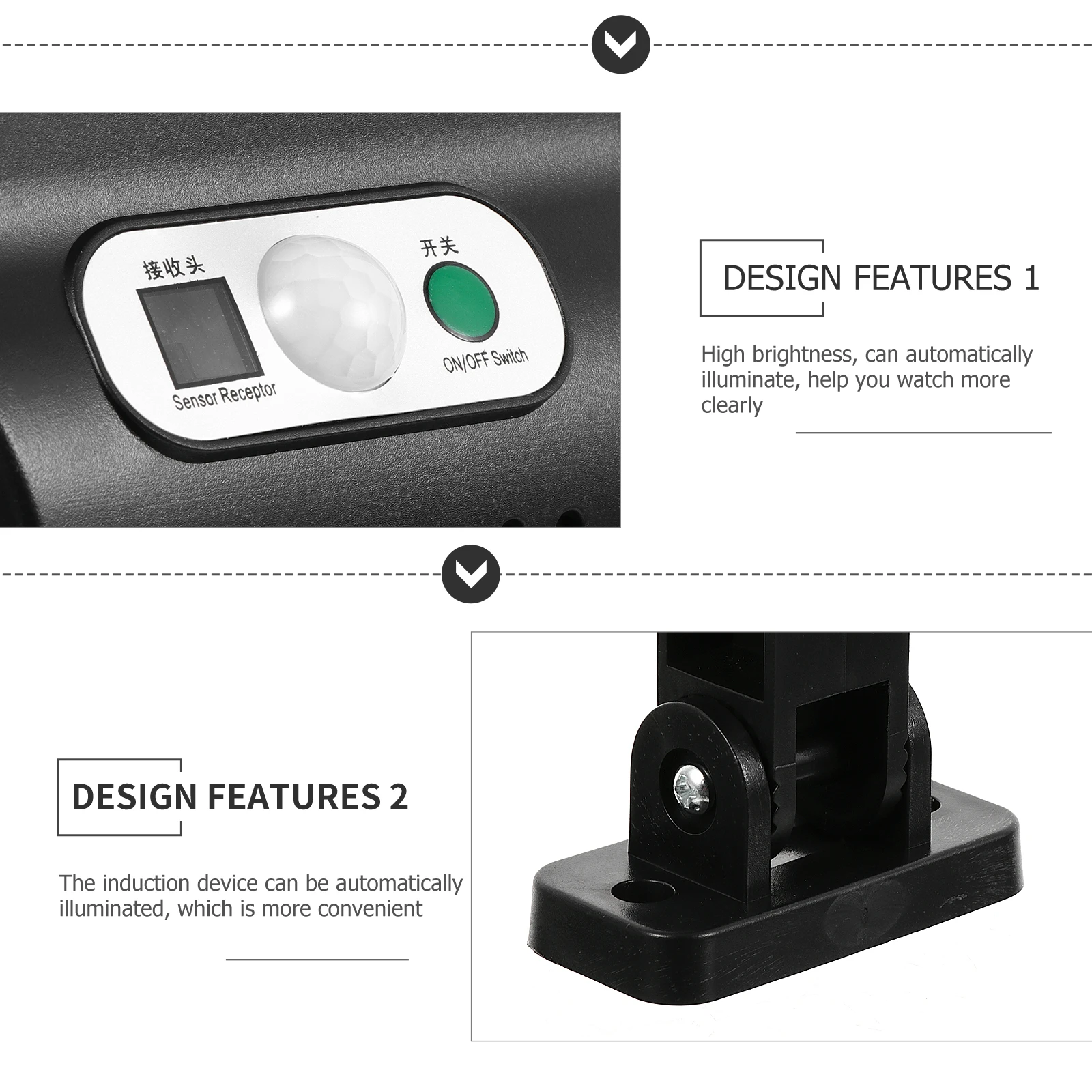 

2pcs Solar Sensor Light Outdoor Waterproof Garden Lamp Adjustable Body Induction Security Lighting For Yard Garage Pool Street