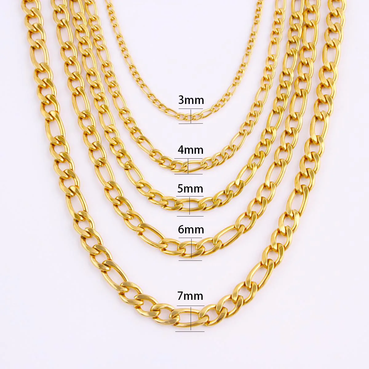 Gold Color Stainless Steel Link Figaro Chain for Pendant Necklace 5 cm Extender Chain Tail Tag DIY Jewelry Gift Neck Accessories