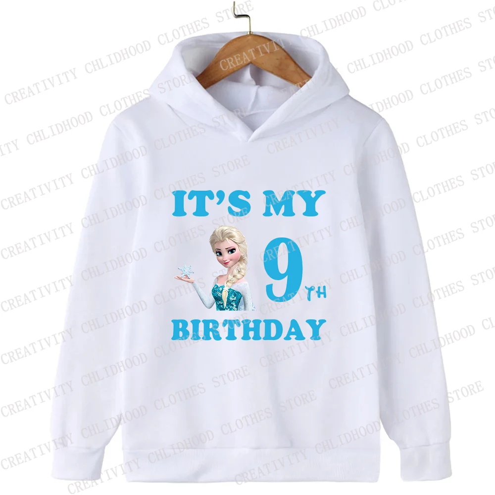 Frozen Elsa Children Hoodies Number 123456789 Sweatshirt Disney Kawaii Pullover Anime Cartoons Casual Clothes Girl Boy Kid Tops