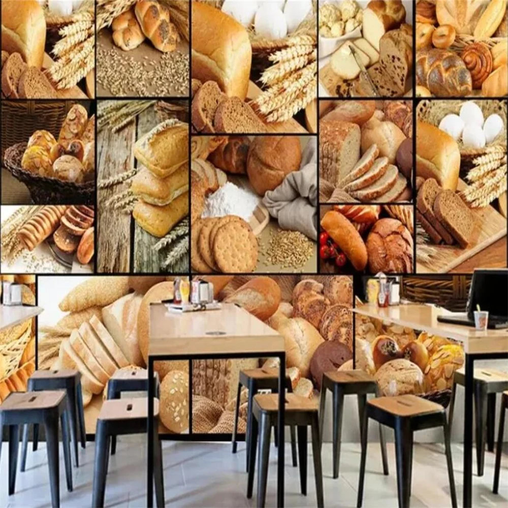 

Custom Bread Baking decorate Cafe Dessert Shop Photo Wallpaper Art Wall Mural Backdrop bakery Wall paper Mural Wall Painting