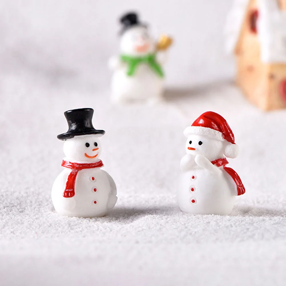

20pcs Christmas Figurines Mini Xmas Statues Desktop Tiny Decorative Ornaments Resin Snowman Adorable Small Snowman For Home