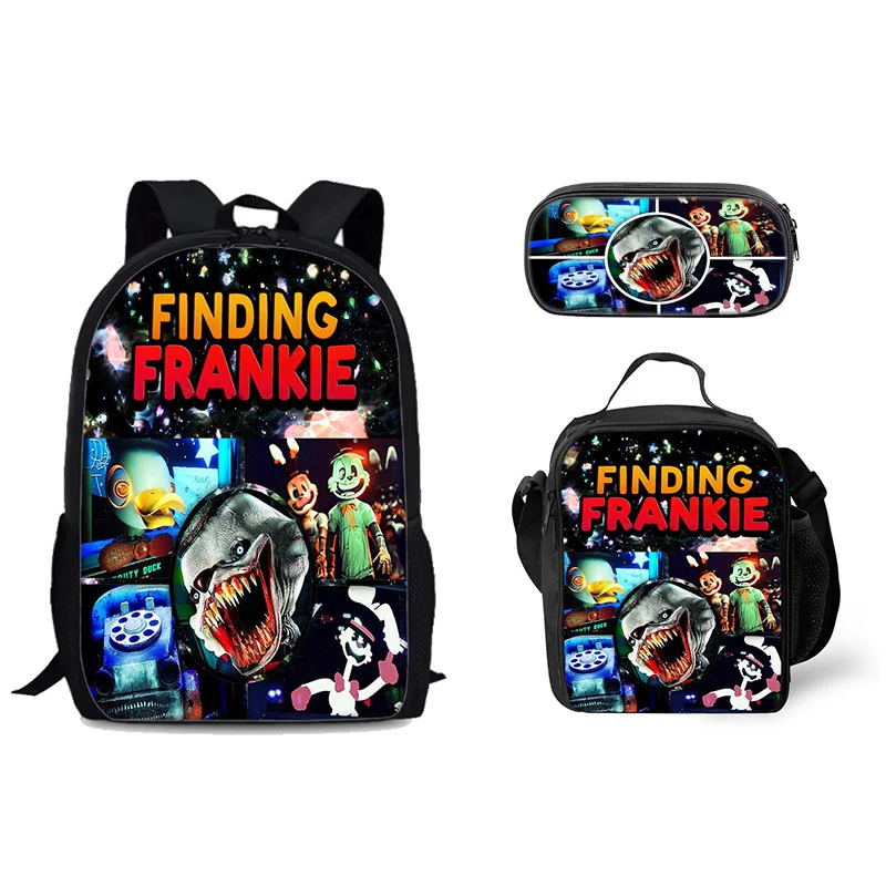 Trendy Popular Novelty Finding Frankie 3D Print 3pcs/Set Student School Bags Laptop Daypack Backpack Lunch bag Pencil Case