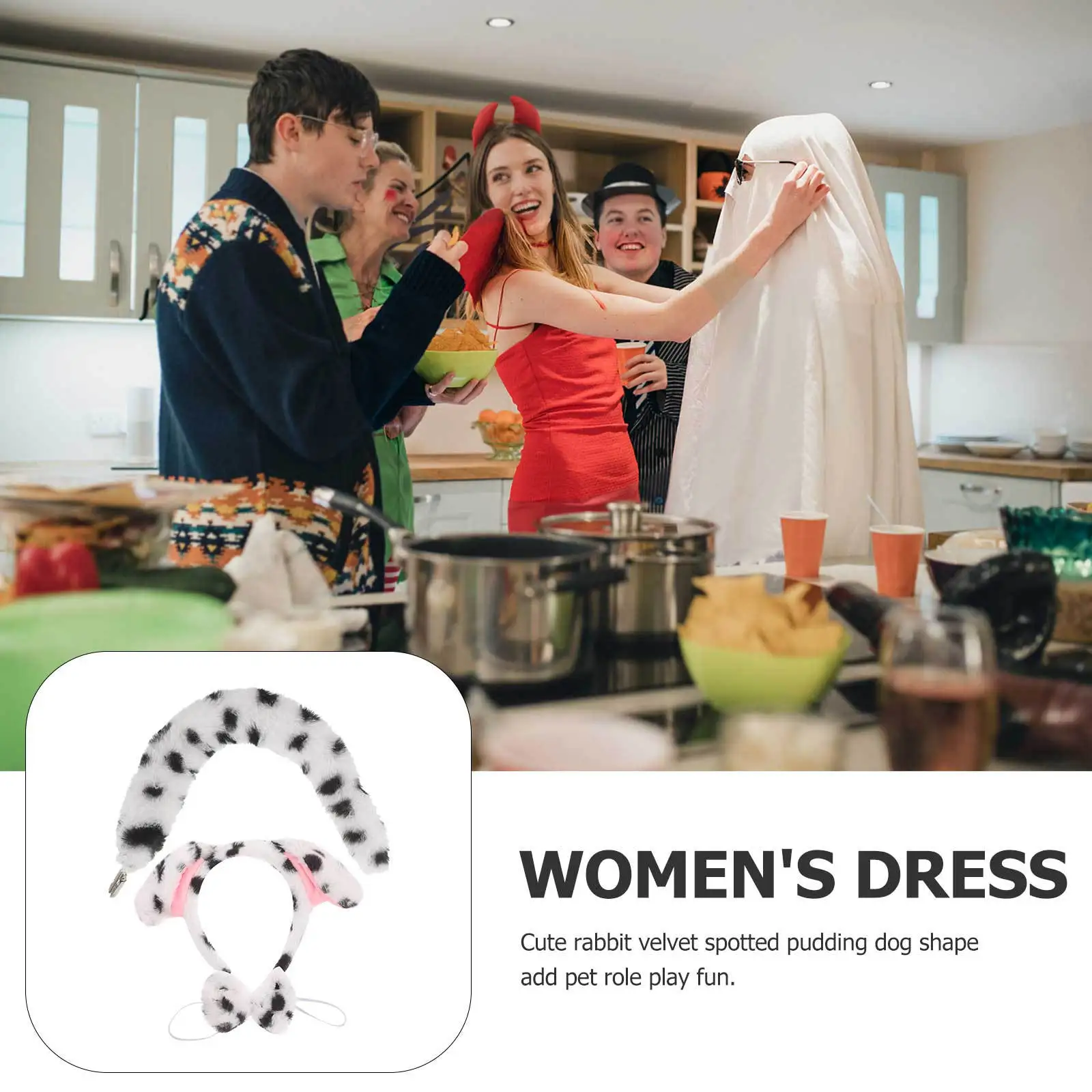 1 set Pudding Hond Hoofdband Set Gevlekte Puppy Oren Bowtie Staart Kostuum Accessoires Voor Cosplay Party Halloween Dierenoor