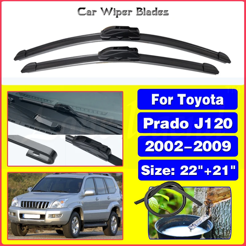 

Wiper LHD Front Wiper Blades For Toyota Prado J 120 J120 2002 - 2009 Windshield Windscreen Window Rain Brushes 2006 2007 22"+21"