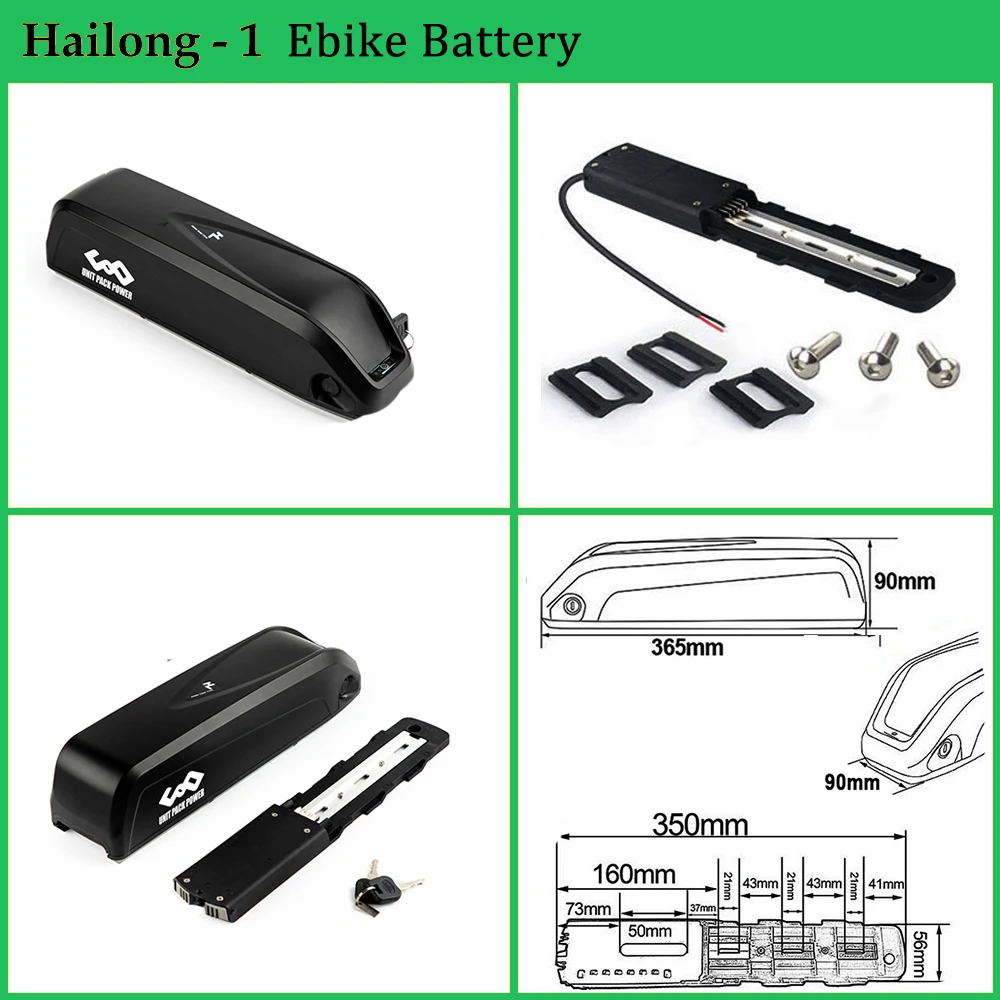 Hailong 21700 Ebike Battery 36V 48V 52V 14.4Ah DownTube Electric Bicycle Lithium Pack for 1500W 1000W 750W 500W  350W 250W Motor