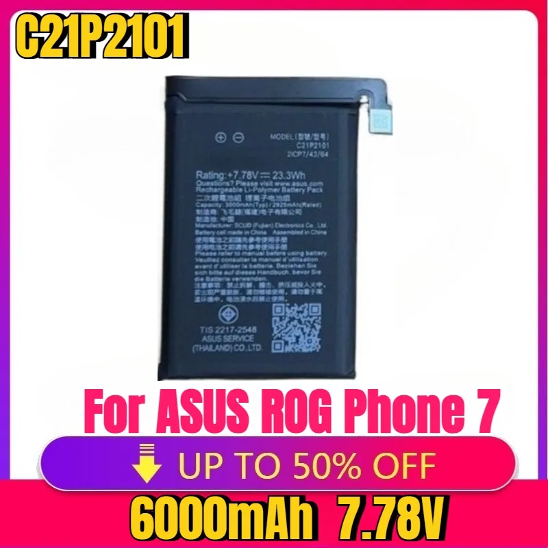 

New High quality Battery 6000mAh C21P2101 Replacement Battery For ASUS ROG Phone 6 Phone 6 Pro Phone 7 Batteries+Free Tools