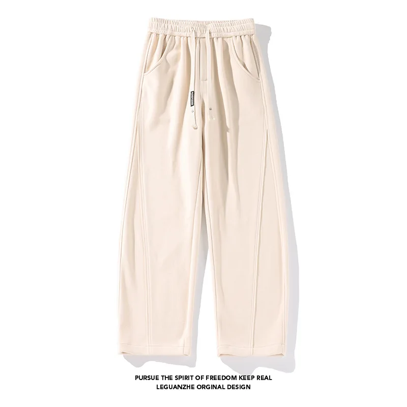 

【Mirrordust】Осенние вязаные спортивные штаны в гонконгском стиле из полиэфирного волокна, эластичные повседневные длинные брюки в корейском стиле M-5X