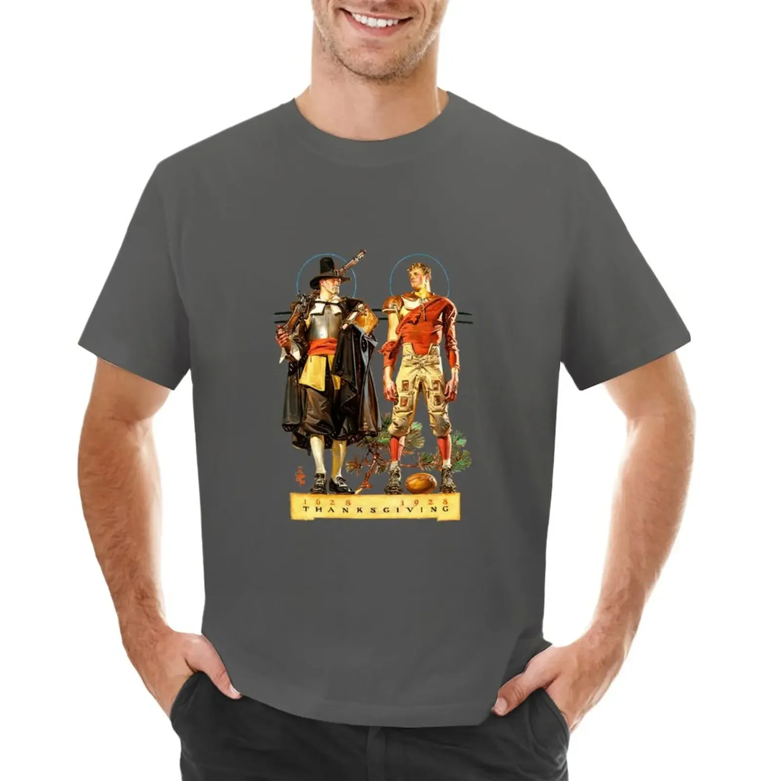 JC Leyendecker Thanksgiving X Football Retro T-Shirt summer clothes customizeds summer top oversized tshirts for men