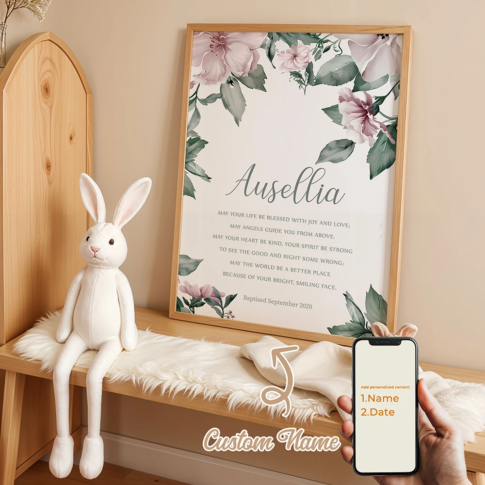 

Personalized Christian Bible Baptism Gifts Custom WallArt Printmaking Canvas Painting Poster Picture Living Room Home Decoration