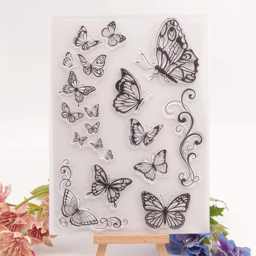 

New Arrival Butterfly Clear Stamps for DIY Scrapbooking Card FLOWER Transparent Silicone Stamp Making Photo Album Crafts Decor