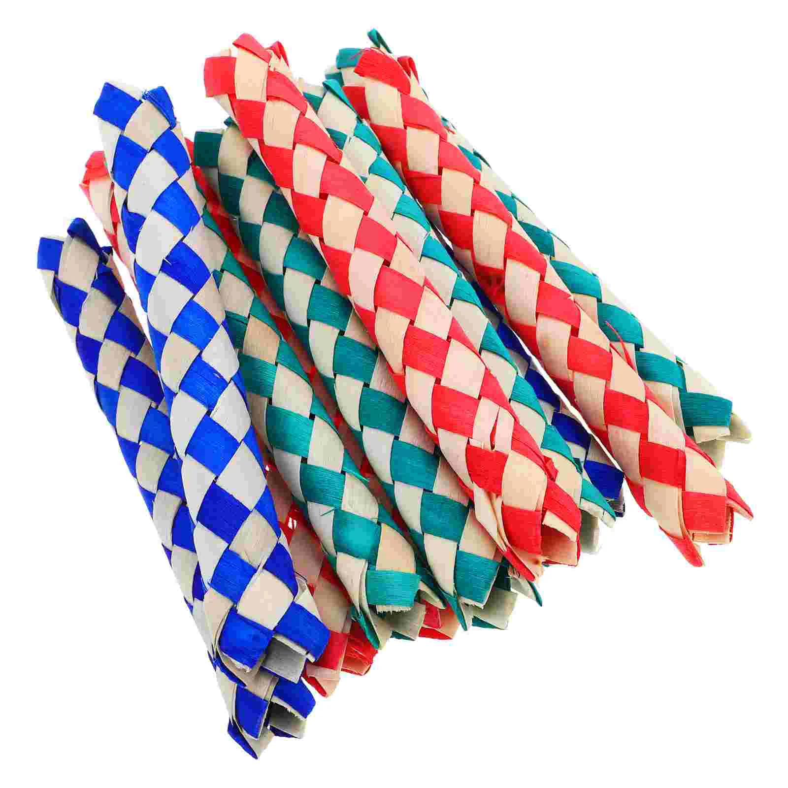 12 Pcs Finger Trap Toy DIY for Kids Parties Chinese Bamboo Traps Bite Parrot Cage Palm Leaves Bird Toys