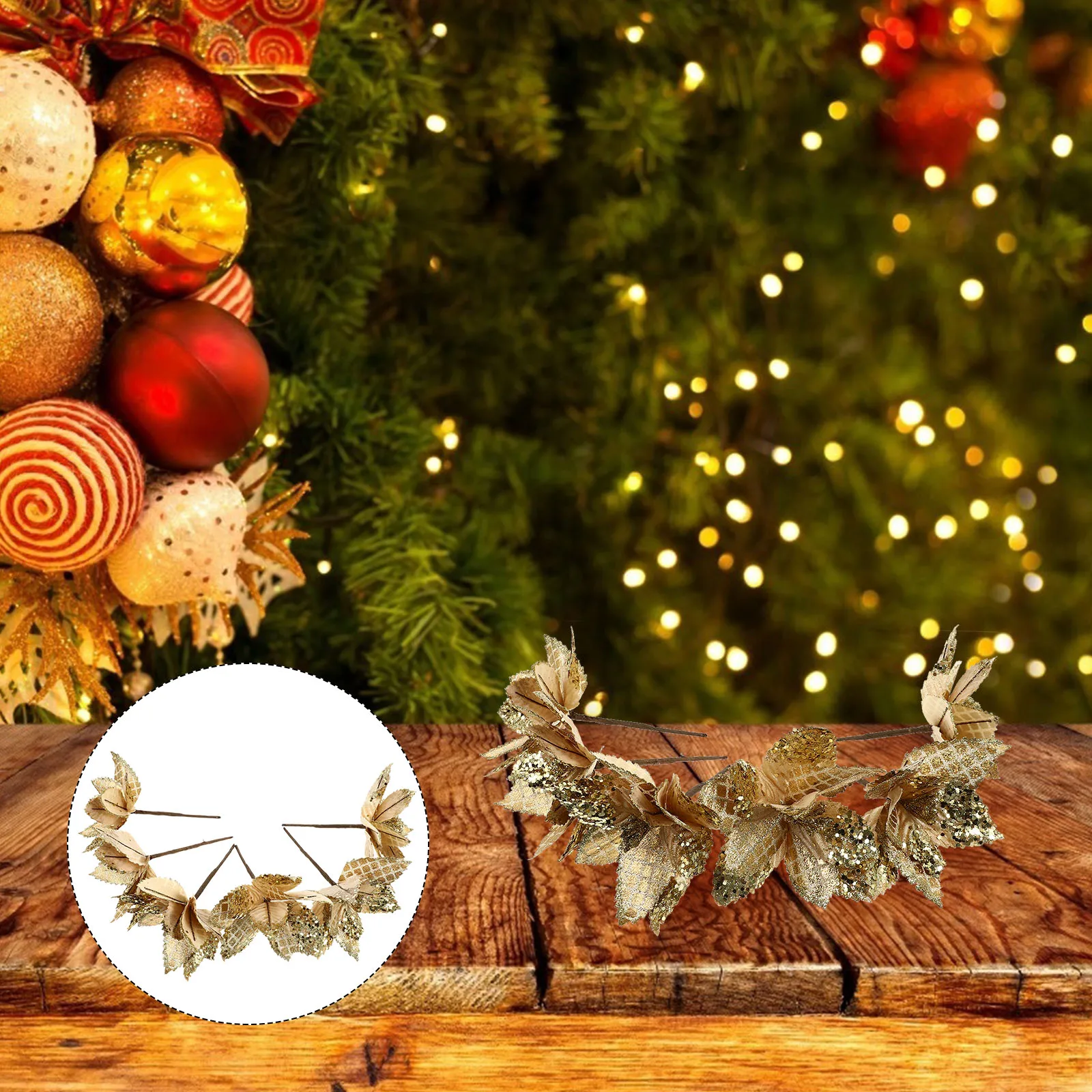 

6Pcs Christmas Simulation Flower Artificial Decorative Flower Polyester Design for Holiday Wedding Celebration