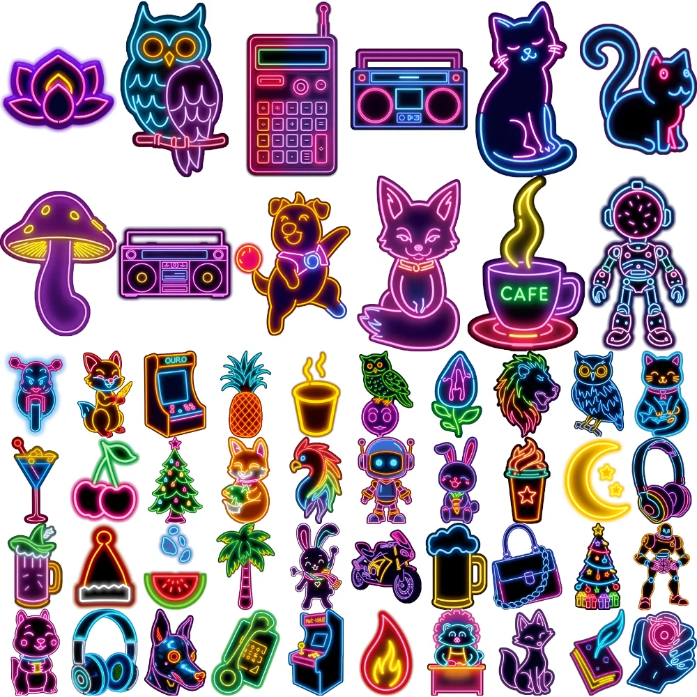 

63pcs Temporary Tattoo Decorative Stickers Neon Light Dinosaur Stickers Temporary Tattoo Stickers For Cheeks Children