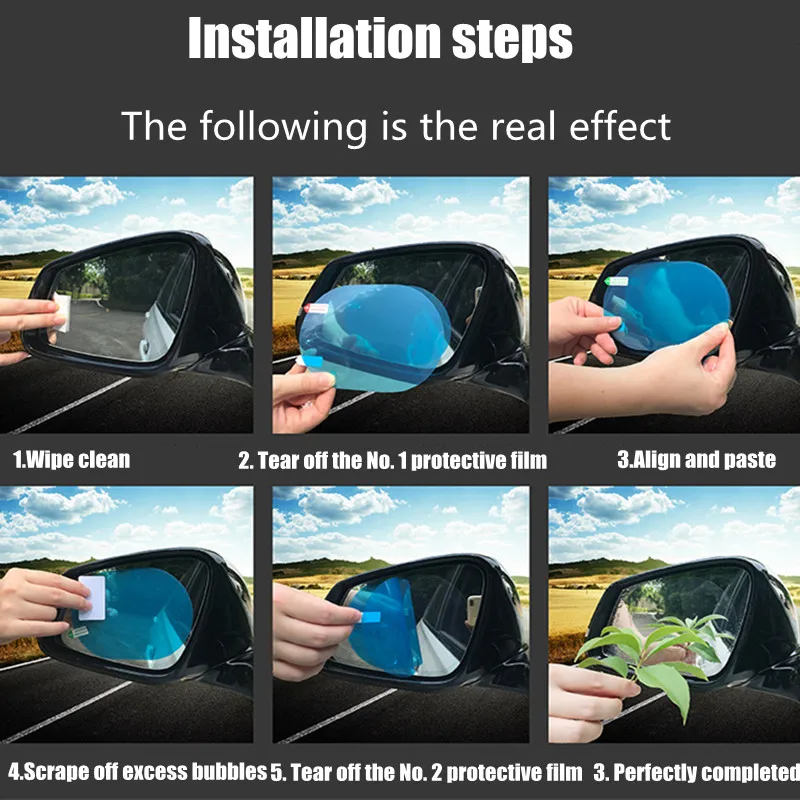 2/4/8 Pcs Car Side Rearview Mirror Waterproof Anti-Fog Film Side Window Glass Film Can Protect Your Vision Driving On Rainy Days