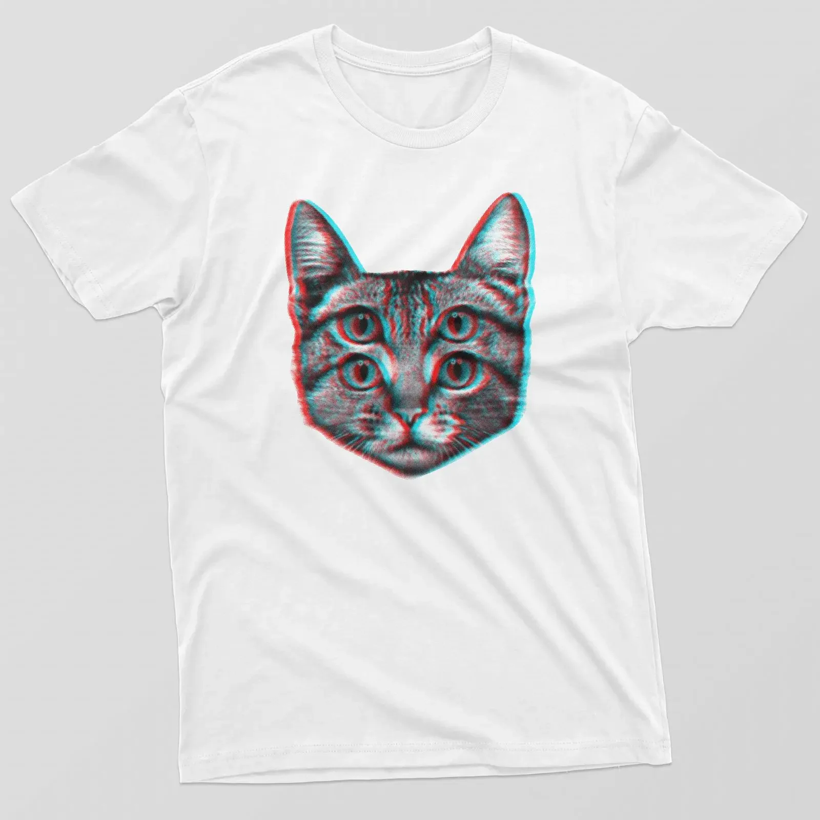 Reality Glitch Men's 3D Cat T Shirt Unique Feline for Lovers vintage Washed homme Comfortable Slightly streetwear