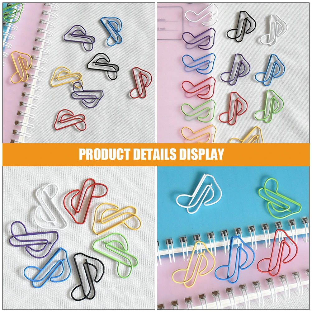 50PCS Music Paper Clips Decorative Metal Clips Bookmark Clips Page Clips Music Note Shaped Paper Clips for Office and School Use