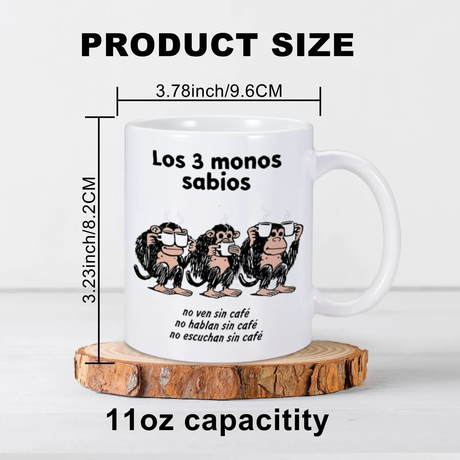 1pc 11oz Funny Monkey Ceramics Coffee Mug Spanish Los 3 monos sabios Cup Novetly Unique Gifts Drinkware for Coworker Friend