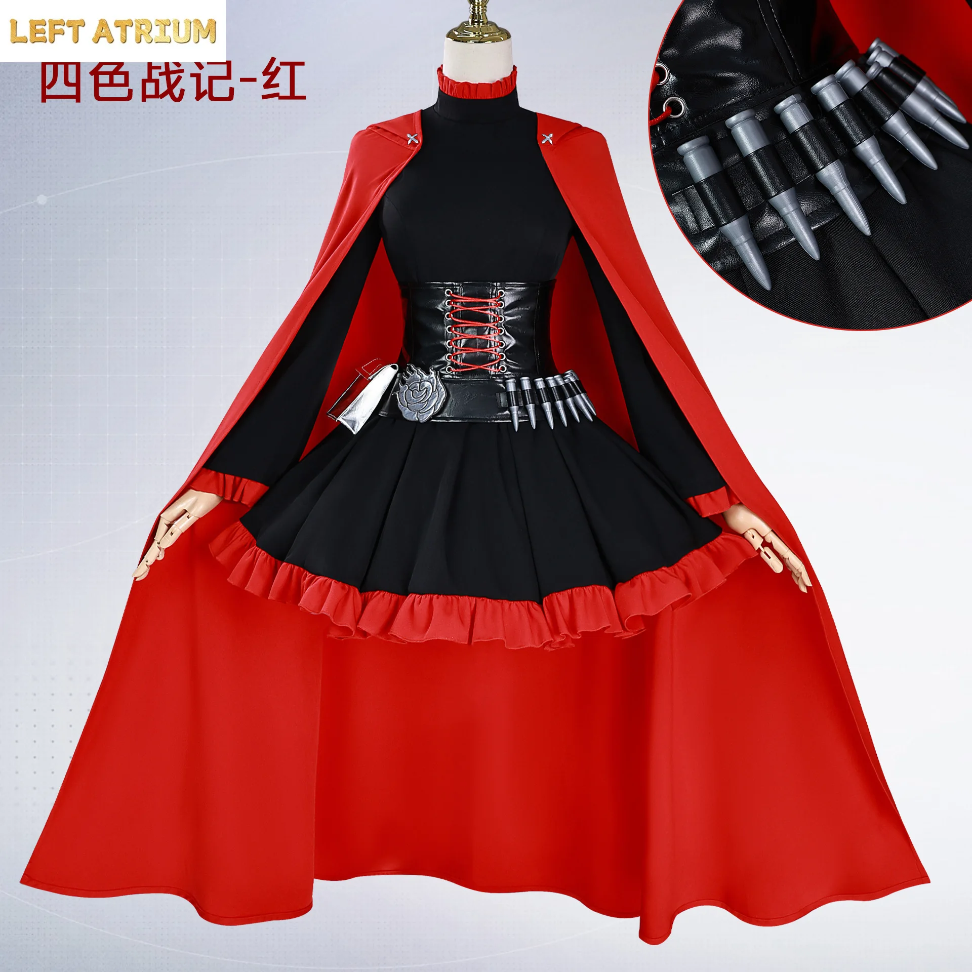 

RWBY Ruby Rose Cosplay Red Trailer Little Red Riding Hood battle dress Costume Halloween Fashion Uniform Props Woman Set