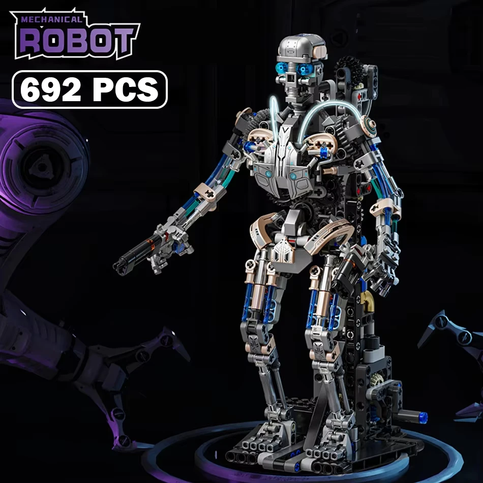 

MOC City Mechanical Skeleton Robot Building Blocks with Lighting Technical Terminator Punk Robot Assembly Bricks Toys Kids Gifts