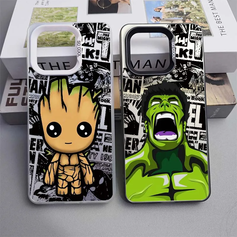 

Marvel Hulk Groot Phone Case For Xiaomi 14T 13T 12T Poco X5 X3 M5s M6 C65 C75 M3 F4 F3 Pro NFC 5G Colorful Silver