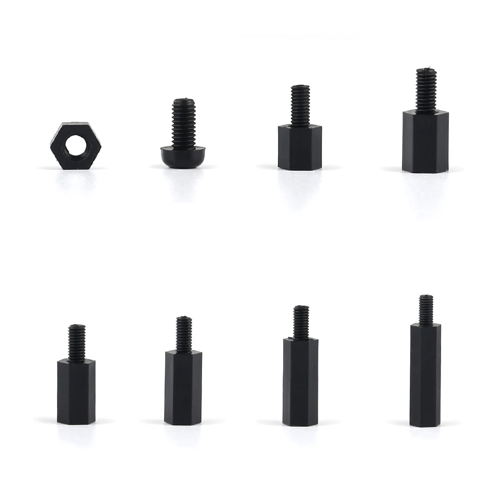 Useful 180Pcs/Set M3 Nylon Black M-F Hex Spacers Screw Nut Stand-off Assortment Box Kit Car Accessories