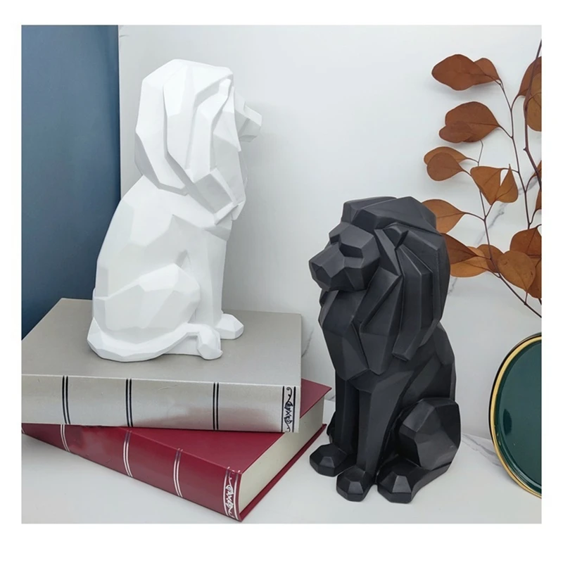 Lion Statue Lion Decor - Gifts For Men Geometric Stylish Sculpture Lion Figurine Decoration For Living Room Office