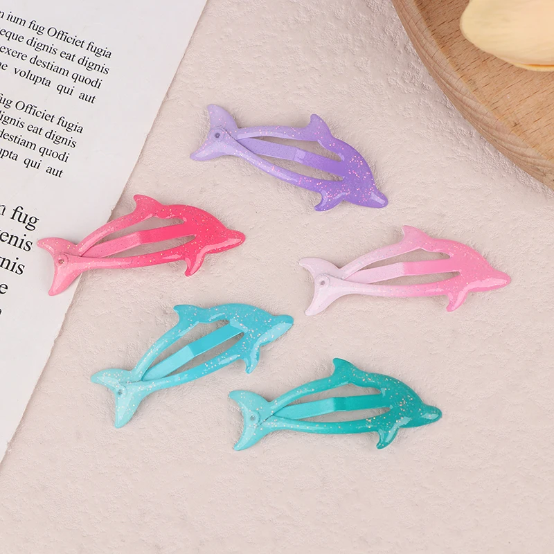5 Stück bunte Glitzer-Delfin-Haarspangen für Mädchen, Frauen, Kinder, Urlaub, Party, Geschenk, Haarschmuck, Kopfbedeckung – Detail 2