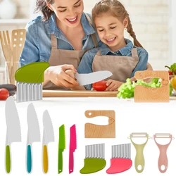 Kids Cooking Cutter Set Safe Reusable Plastic Toddler Knife Potato Crinkle Cutter Peeler Children DIY Kitchen Accessories 2023