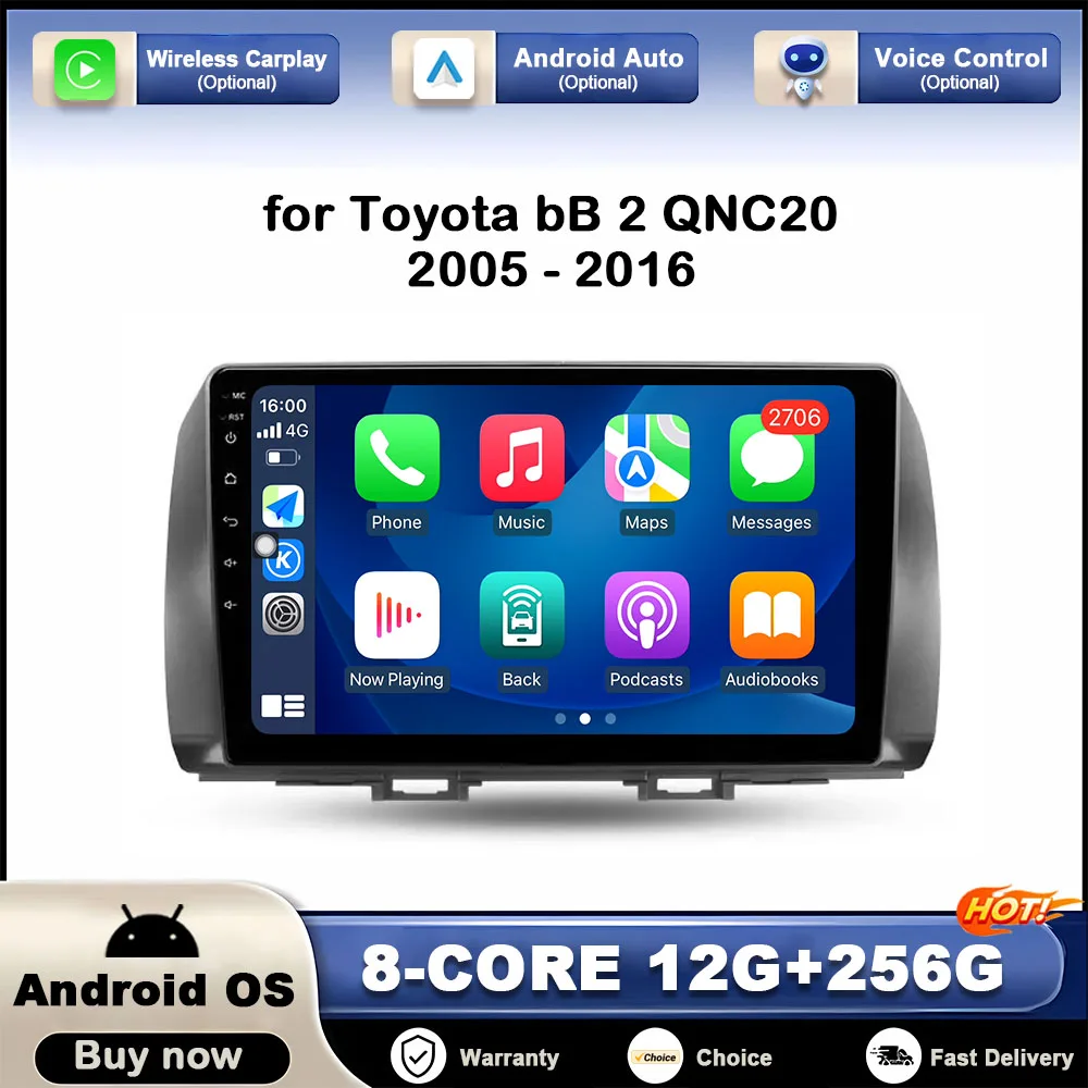 

GPS Navi for Toyota bB 2 QNC20 2005 - 2016 Car Video Multimedia Player Head Unit Android Auto 2.5D Touch Screen WiFi DSP Stereo