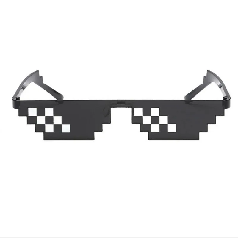 1PCS NEW Mosaic Sunglasses Pixel Black Mosaic Eyelasses 2025 Fashion Trick Thug Life Glasses Cool Jokes Funny Eyewear