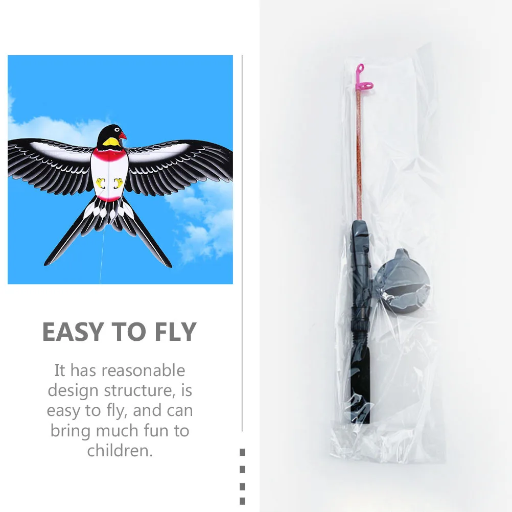 Cerf-volant d'oiseau d'hirondelle avec canne à pêche, facile à voler, cerf-volant d'extérieur pour enfants, couleur aléatoire, léger, rangement Simple et exquis