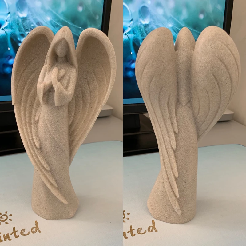 NORTHUEINS Resin Prayer Angel Statue Sandstone Wing Girl Figurines for Interior Home Living Room Tabletop Decoration Accessories