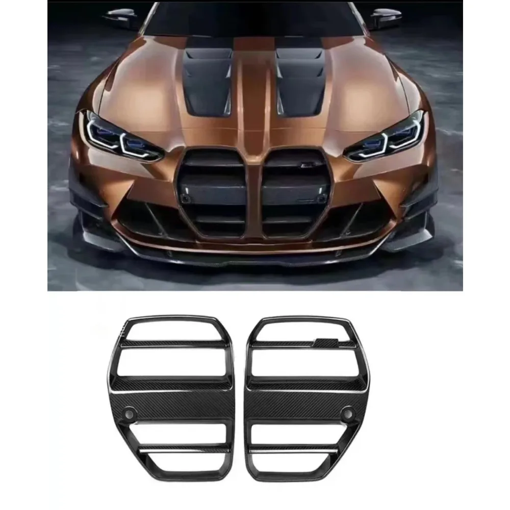 For BMW M3 M4 G80 G82 G83 Grille ST Style High Quality Dry Carbon Fiber Car Front Bumper Air Intake Grills Bumper Air Intake G