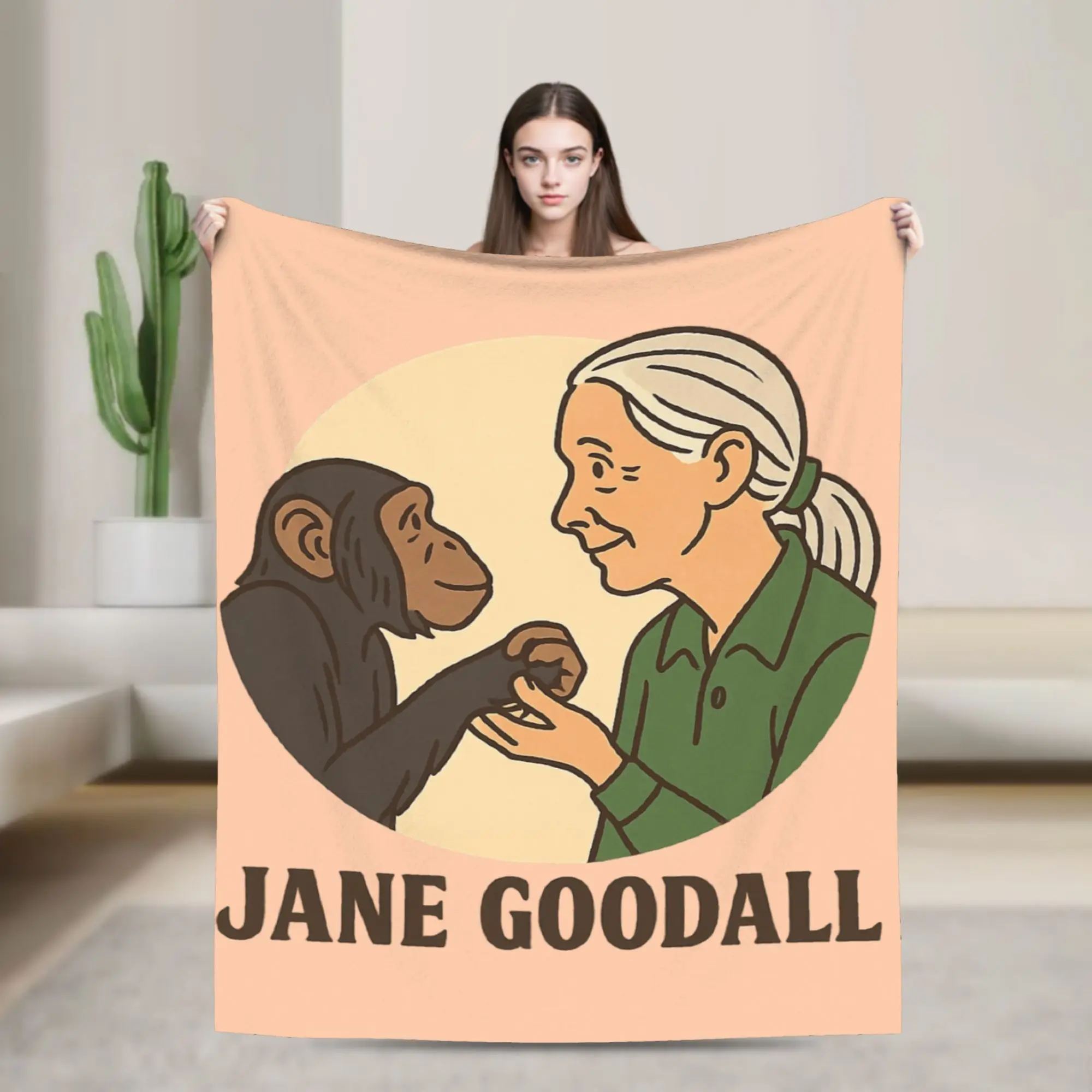 Jane Goodall Inspired Chimpanzee Blankets Coral Fleece Plush Textile Decor Soft Throw Blankets for Home Office Bedding Throws