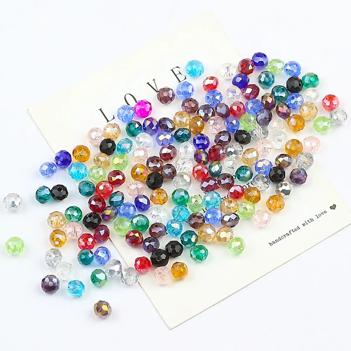 BTFBES 6mm 50pcs Faceted Flat Round Austrian Crystals Loose Bead Glass Ball for Bracelet Necklace Jewelry Making DIY Accessories