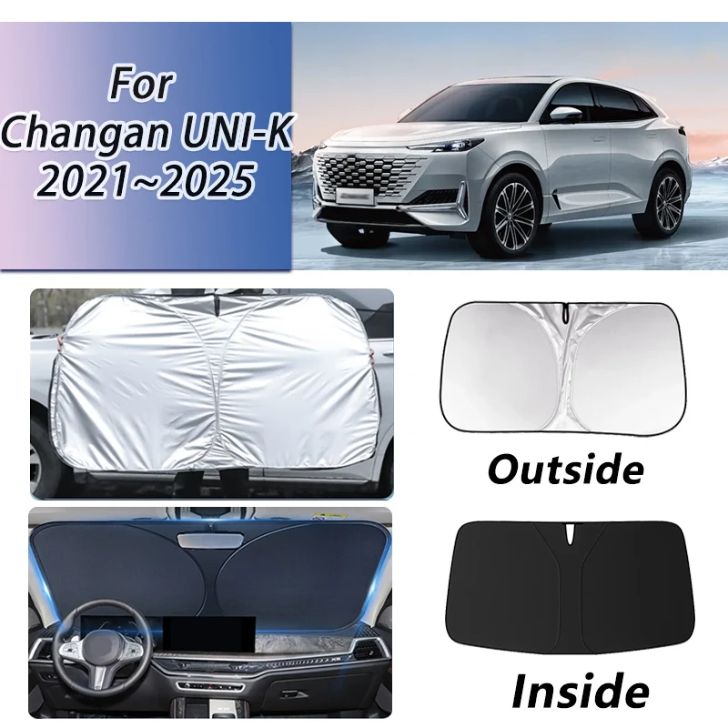 

Аксессуары для Changan UNI-K 2025 2021 ~ 2024 автомобильный солнцезащитный козырек на переднее окно, защита от ультрафиолета, крышка лобового стекла, аксессуары для автомобиля