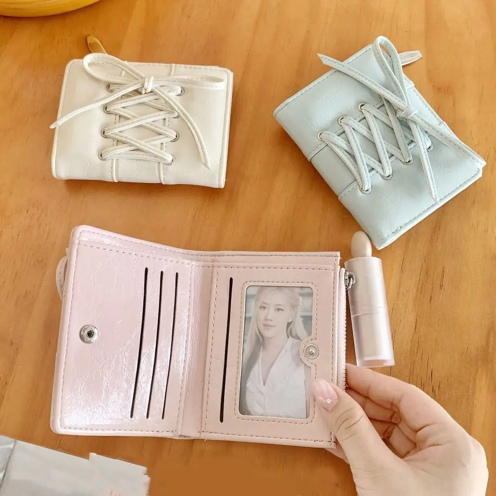 Fashion Design Korean Style Bow Wallet Ultra Thin Purse Coin Pouch Card Holder Multi Slot Card Bag Outdoor
