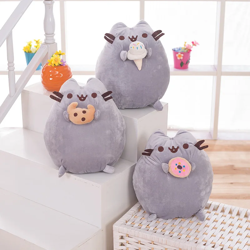 

New Kawaii 24cm Fat Cat Plush Sleeping Companion Rag Doll Cartoon Cookie Ice Bully Pillow Seat Pillow Girl Birthday Gift